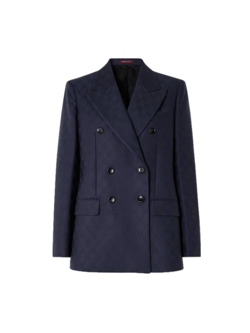 Gucci Double-Breasted Dry Wool GG Jacquard Blazer Ink Navy IT40 797063